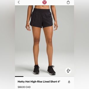 Lululemon - Hotty Hot HR short 4" *Lined